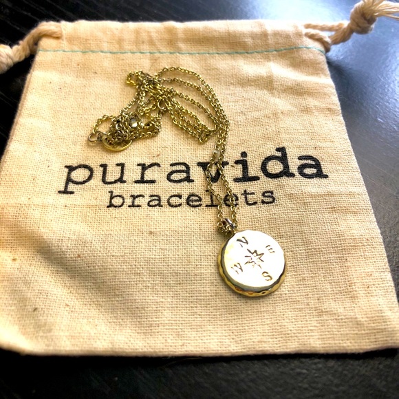 Pura Vida Gold Compass Necklace 